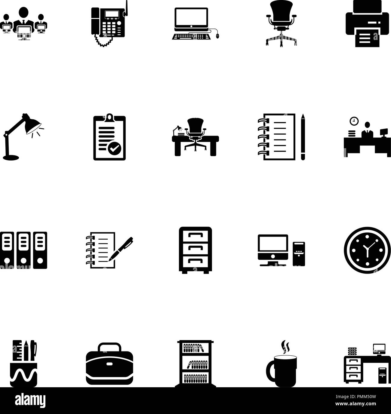 Office Icons set vector Black Stock Vector Image & Art Alamy
