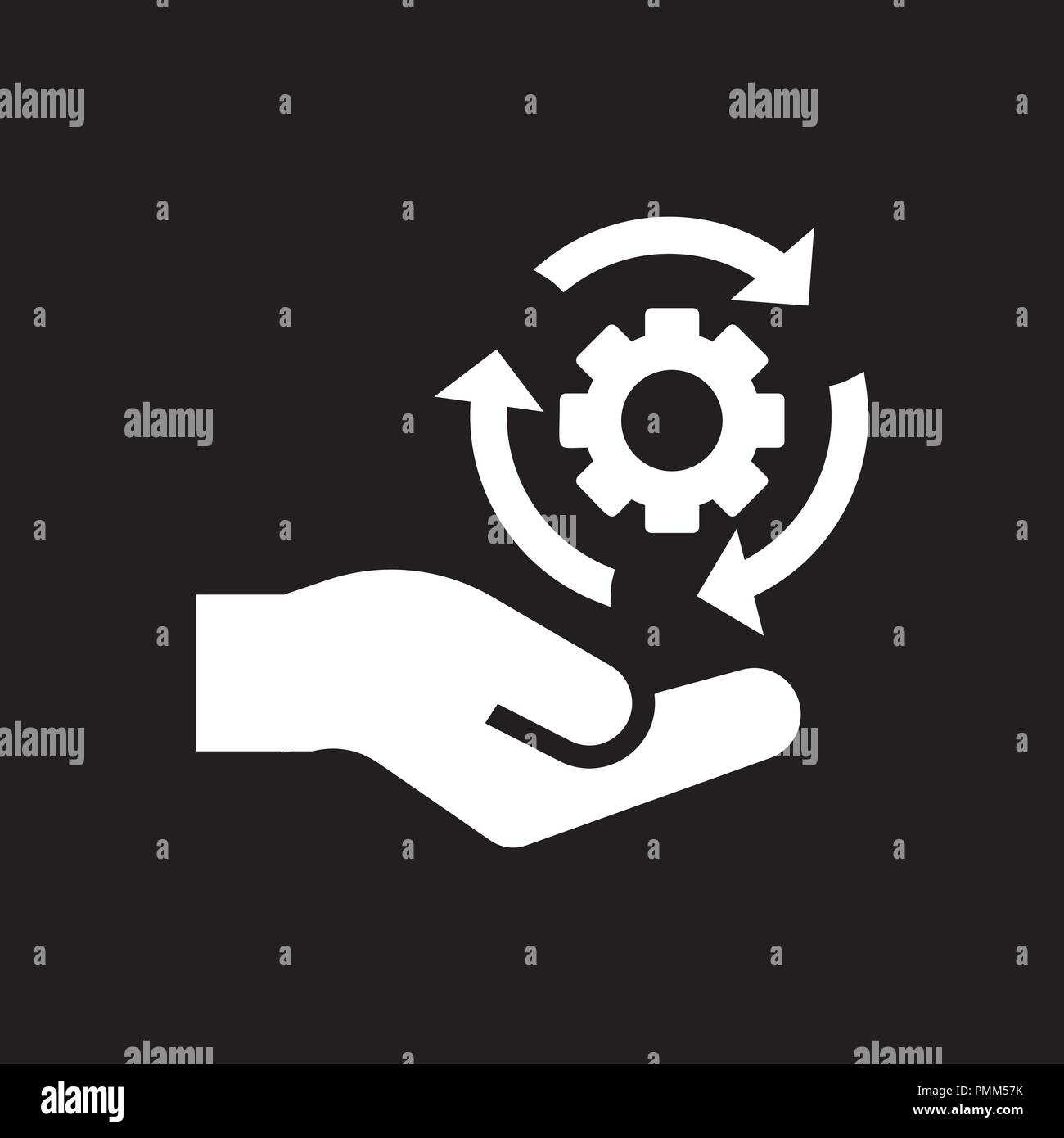 Hand holding setting icon - management vector icon white Stock Vector