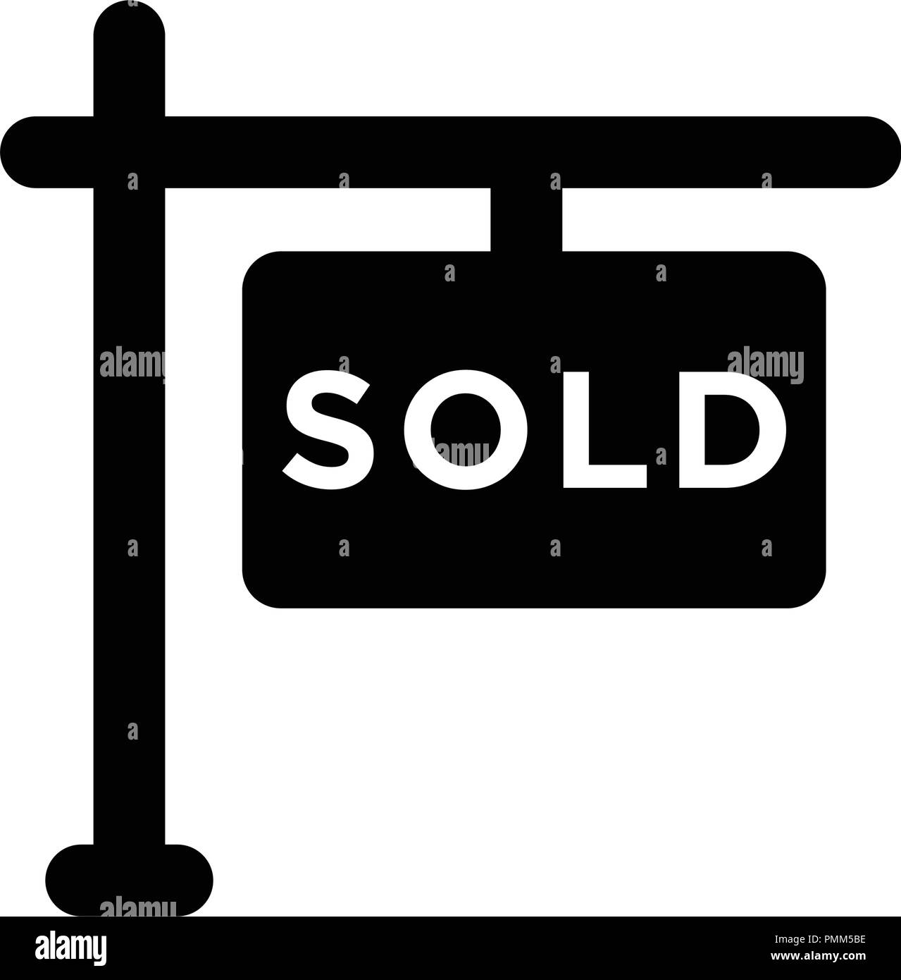Sold sign icon vector black Stock Vector