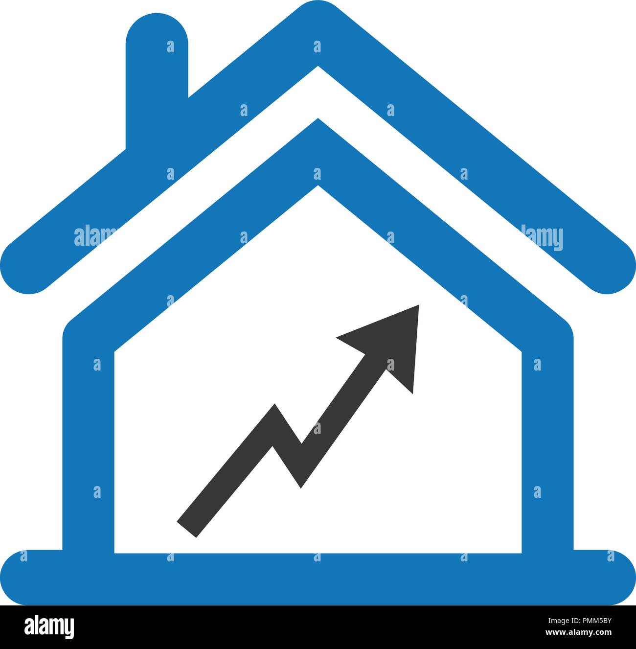 Real estate house graph icon vector blue Stock Vector