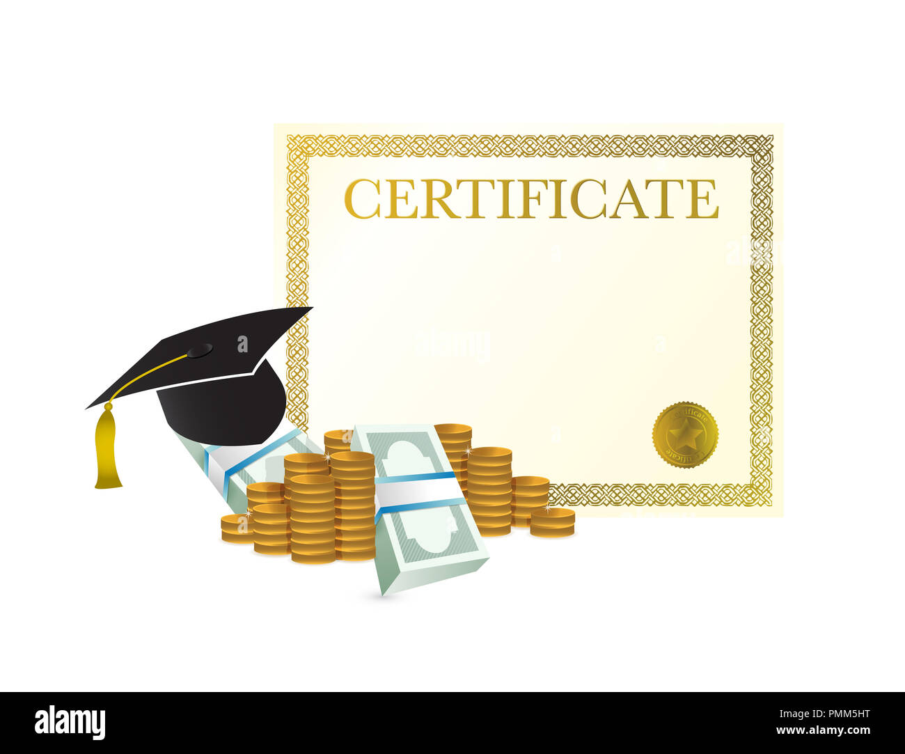 certificate tuition cost design graphic concept. Vector Illustration ...