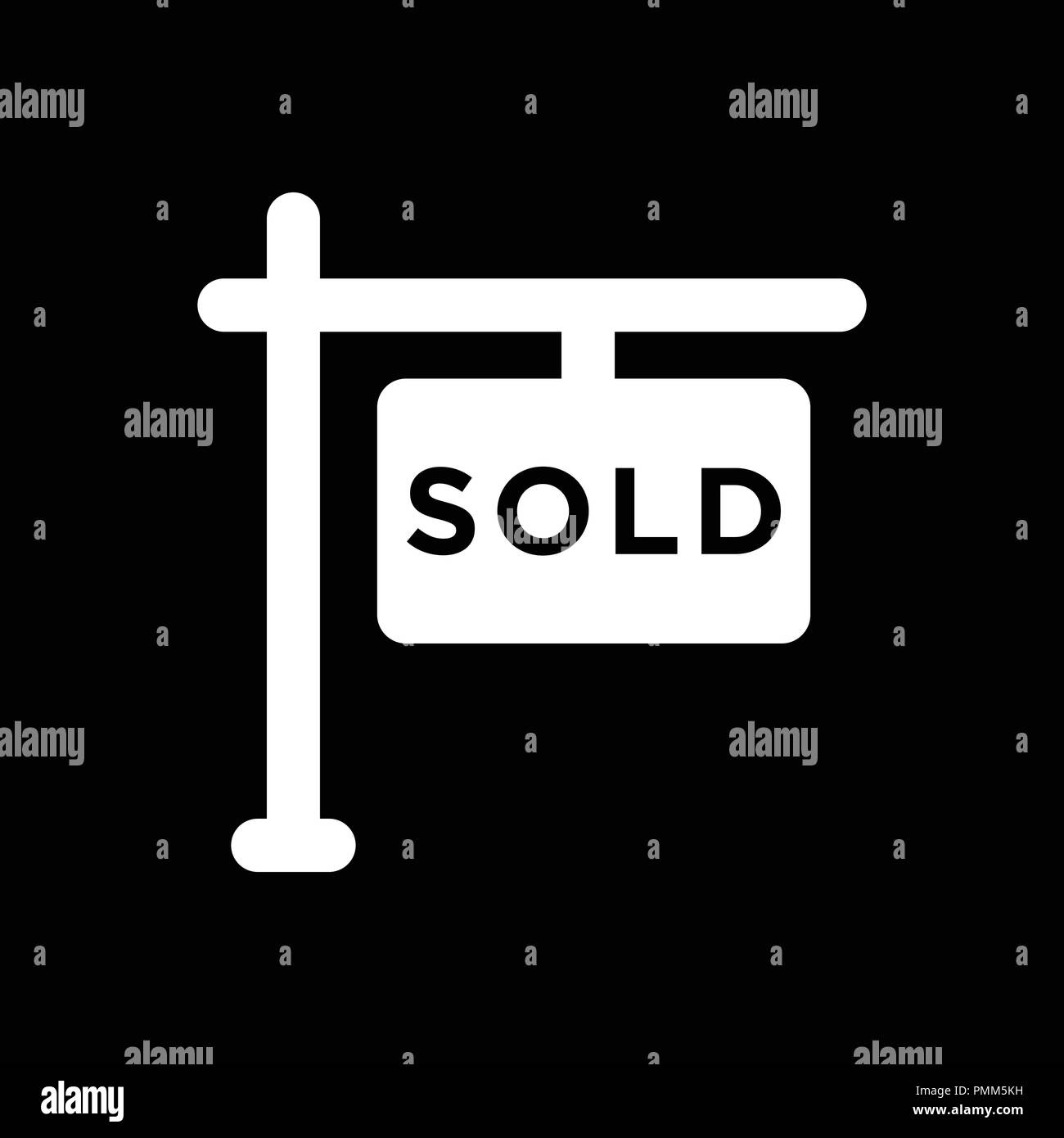 Sold sign icon vector white Stock Vector