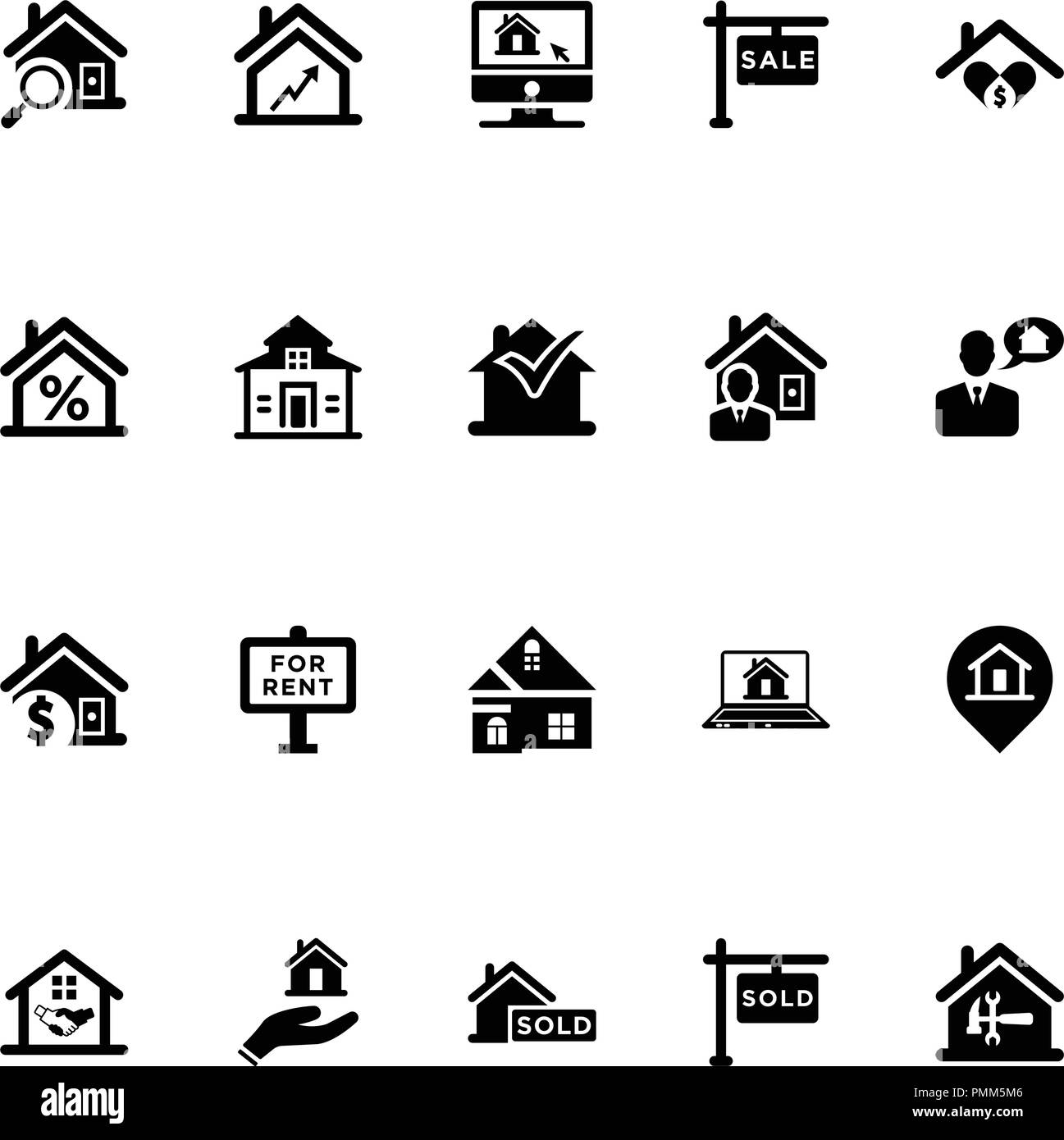 Real Estate Icons Set Vector Black Stock Vector Image & Art - Alamy