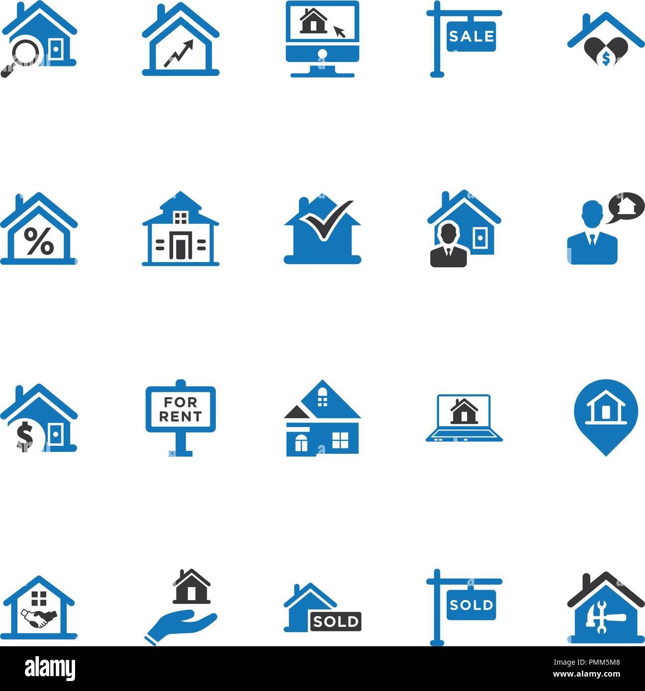 Real Estate Icons Set Vector Blue Stock Vector Image & Art - Alamy