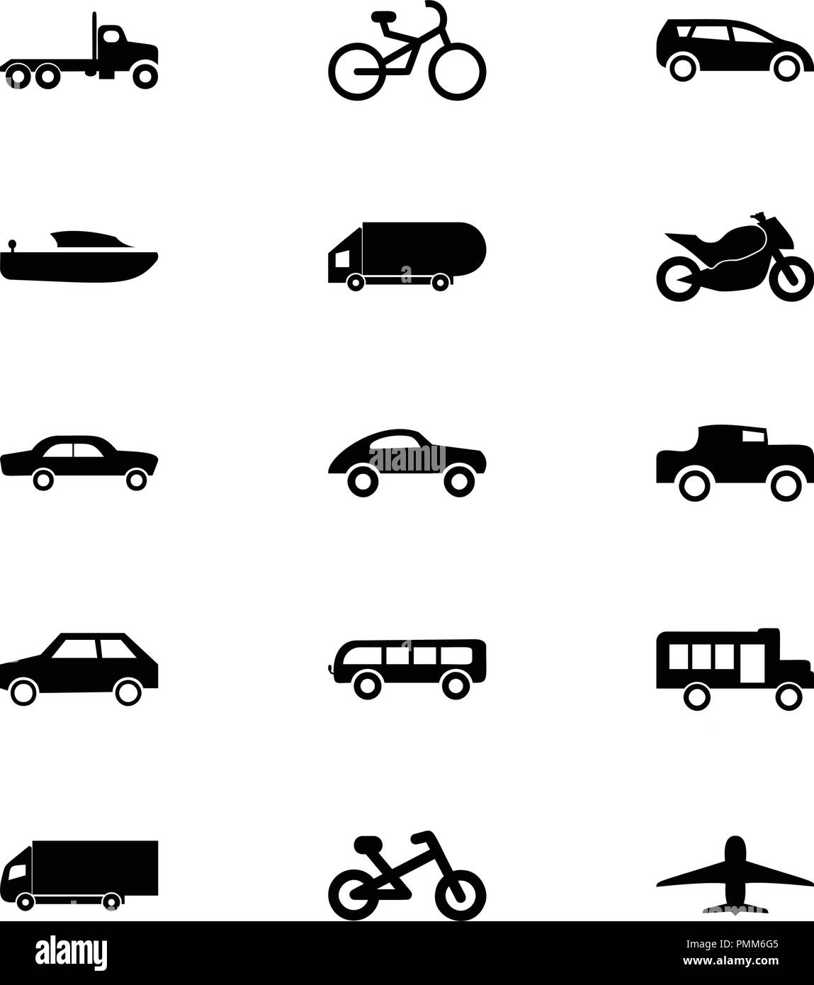 Transport Icons Set 2 Black Stock Vector