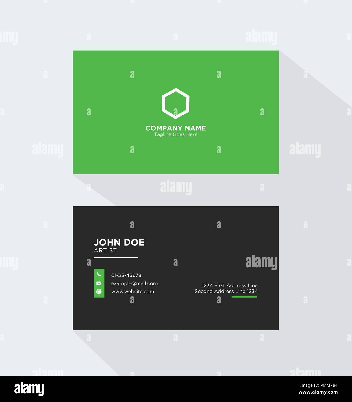 Clean Black and Green Business Card Stock Vector Image & Art - Alamy
