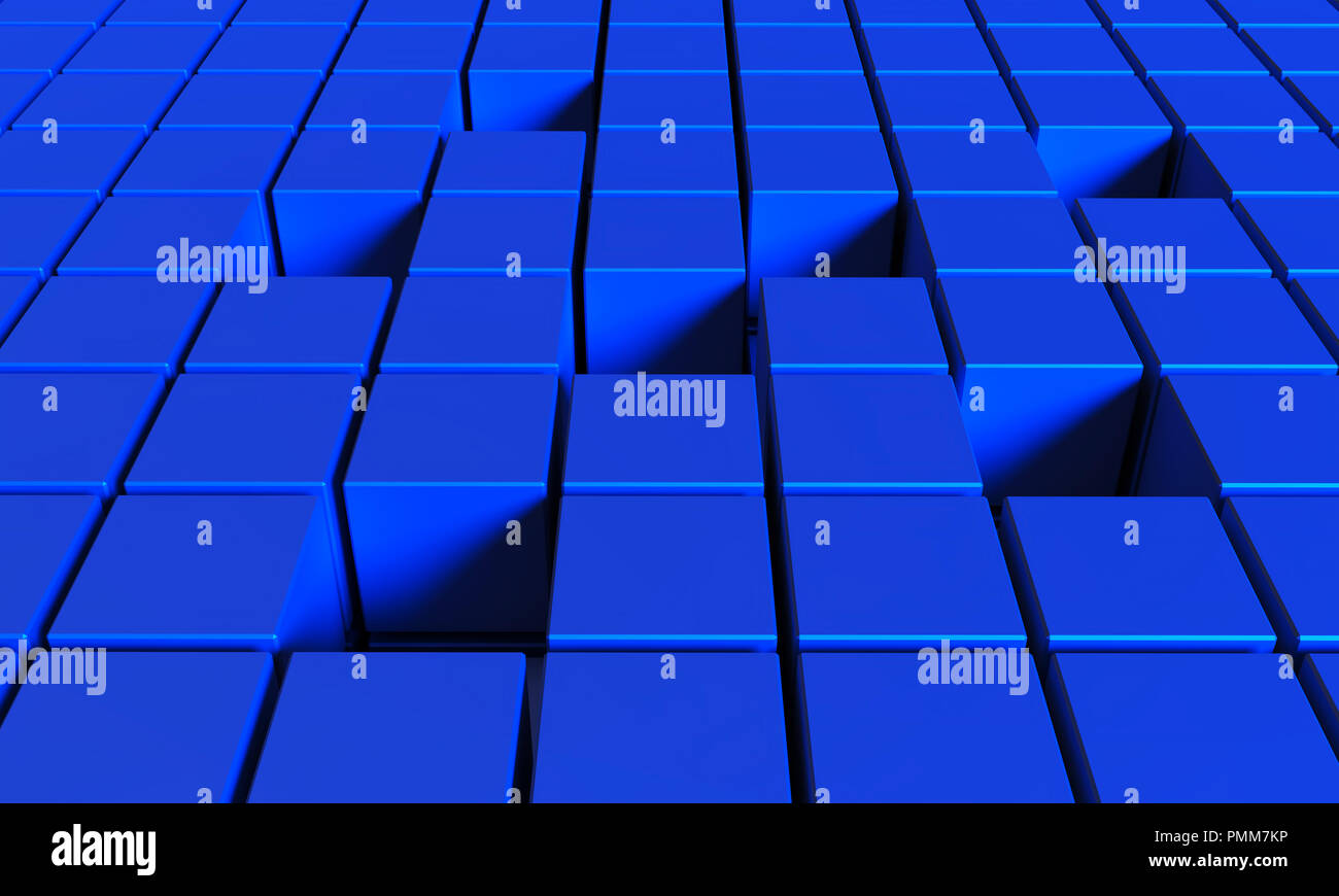 Abstract background of cubes in blue color. 3D illustration Stock Photo ...
