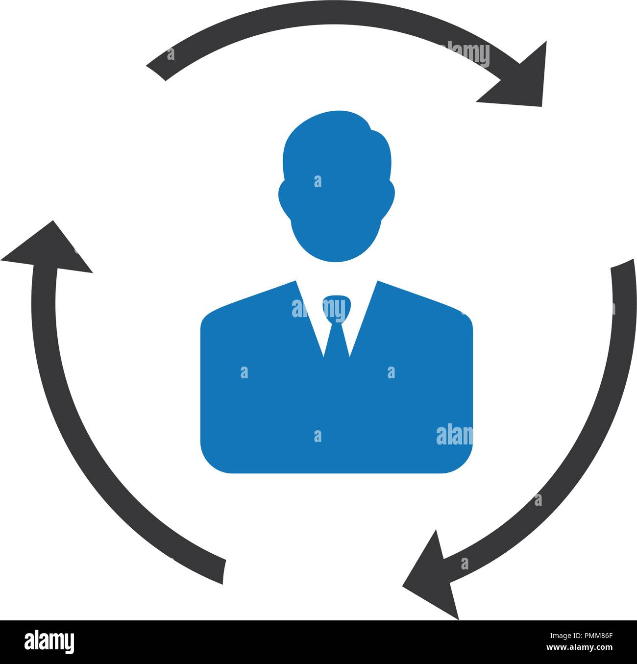 Businessman with a circle icon vector blue Stock Vector Image & Art - Alamy