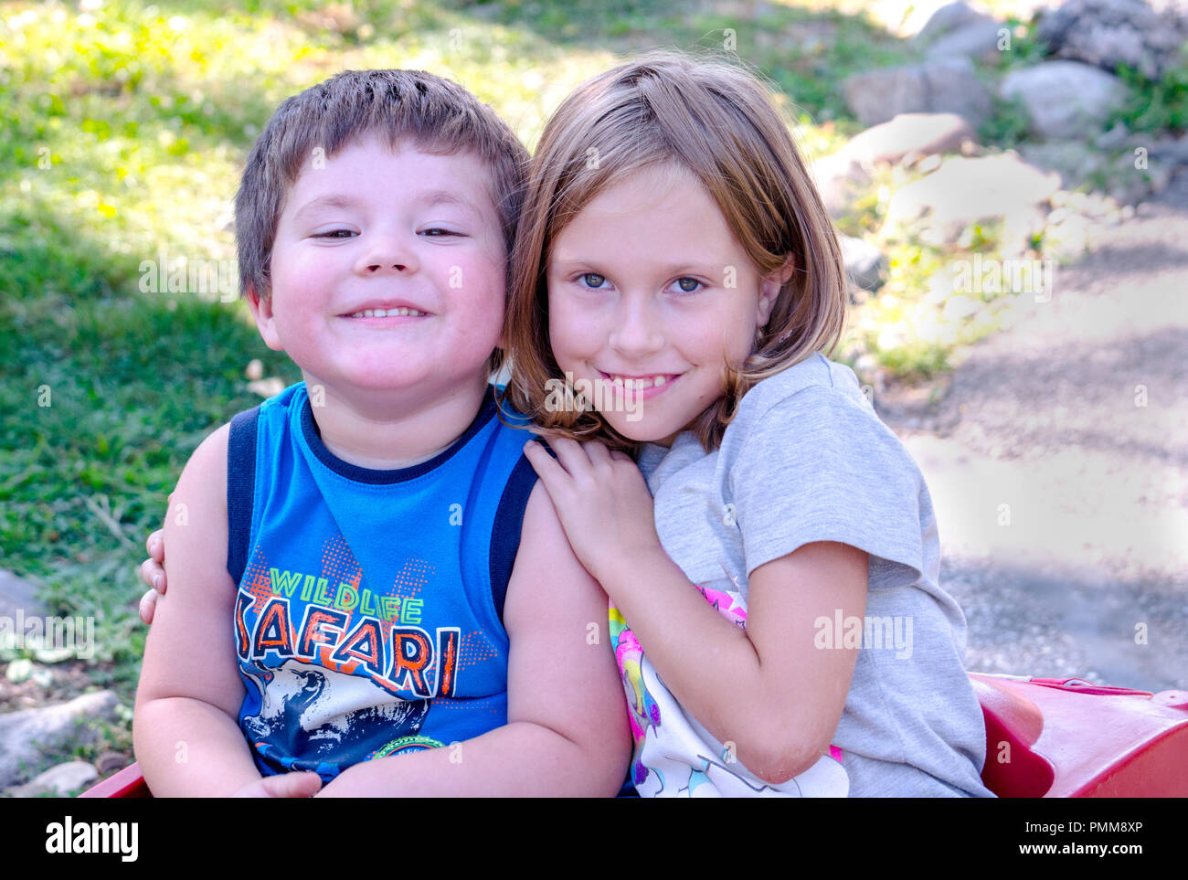 Portrait Of An Adorable Brother And Sister Stock Photo Alamy