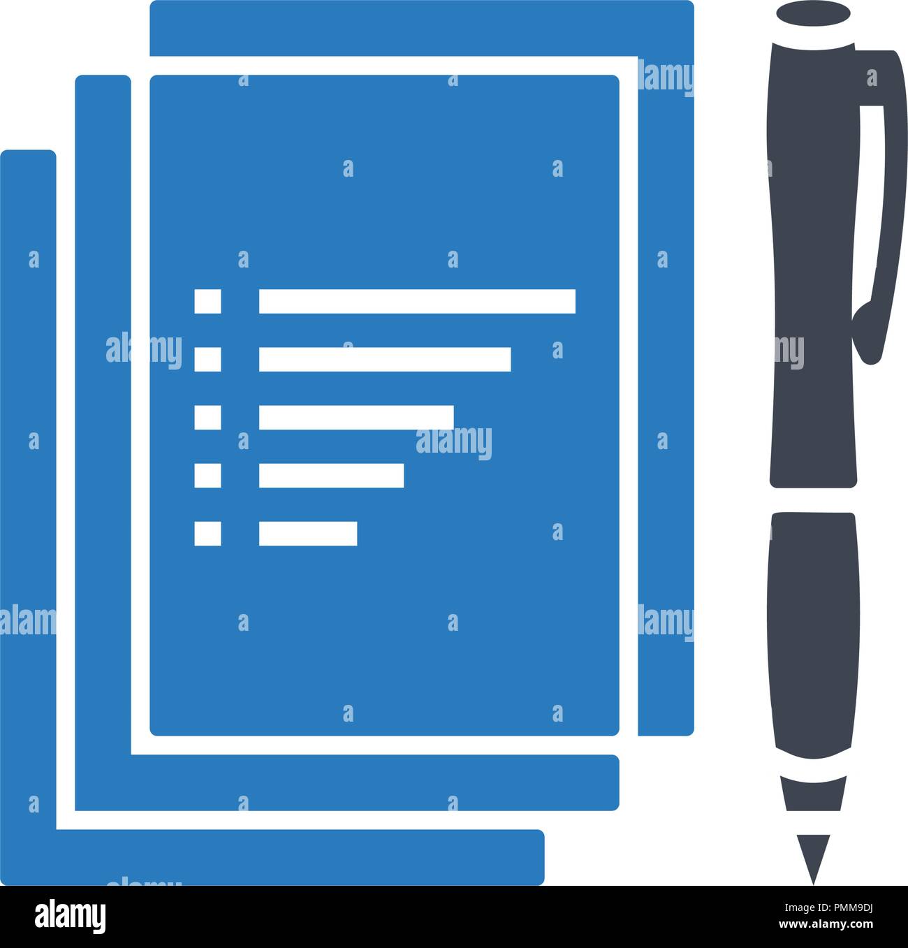 Notebook and pen vector icon blue Stock Vector