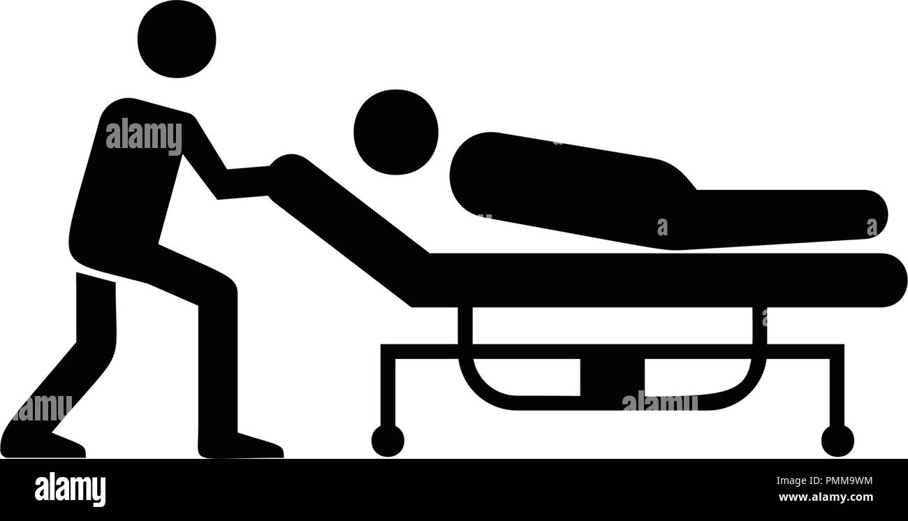 Man pushing the stretcher with a sick person icon black Stock Vector Image  \u0026 Art - Alamy, image size:1300x746