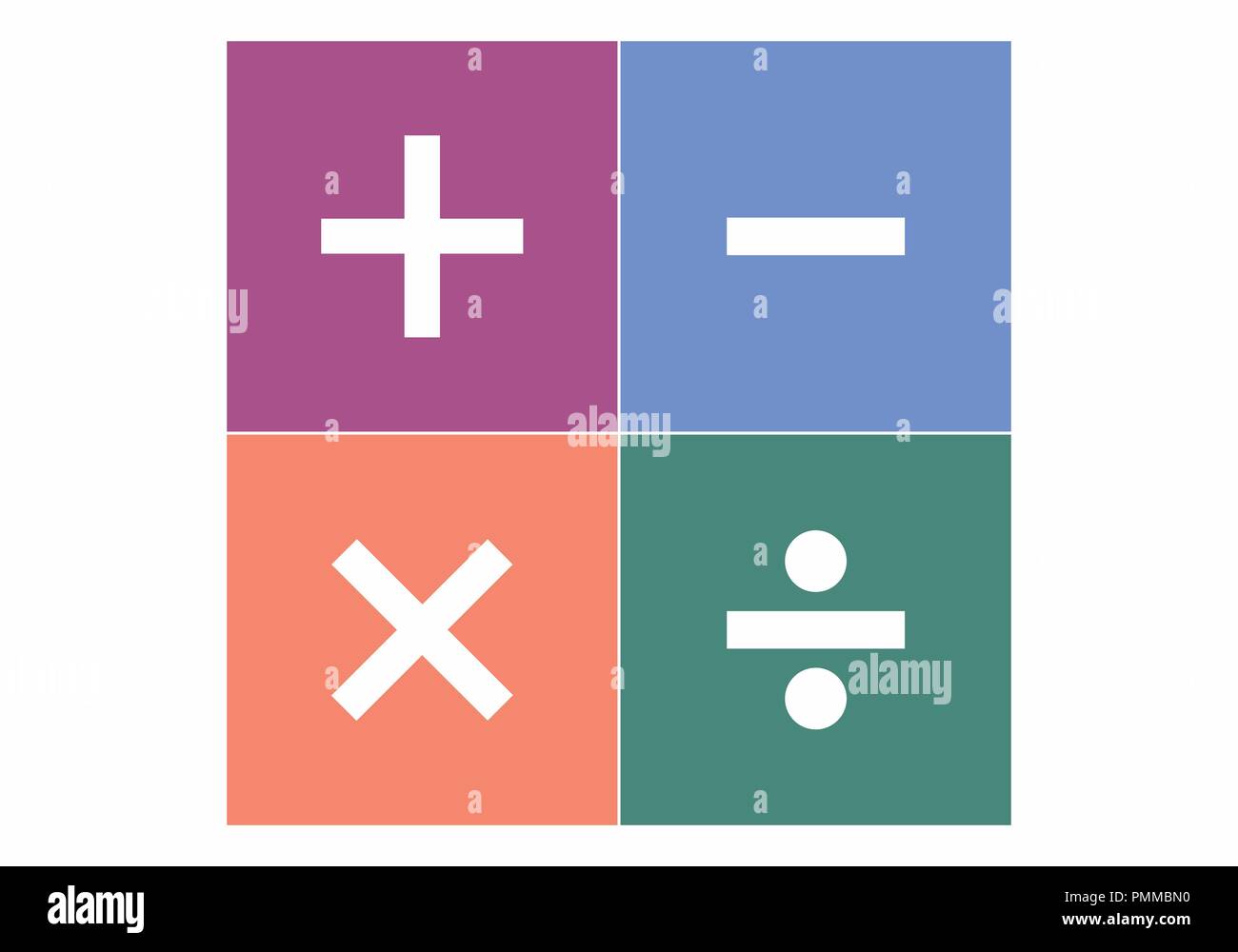 Signs of basic math operations: addition, subtraction, multiplication and division Stock Vector