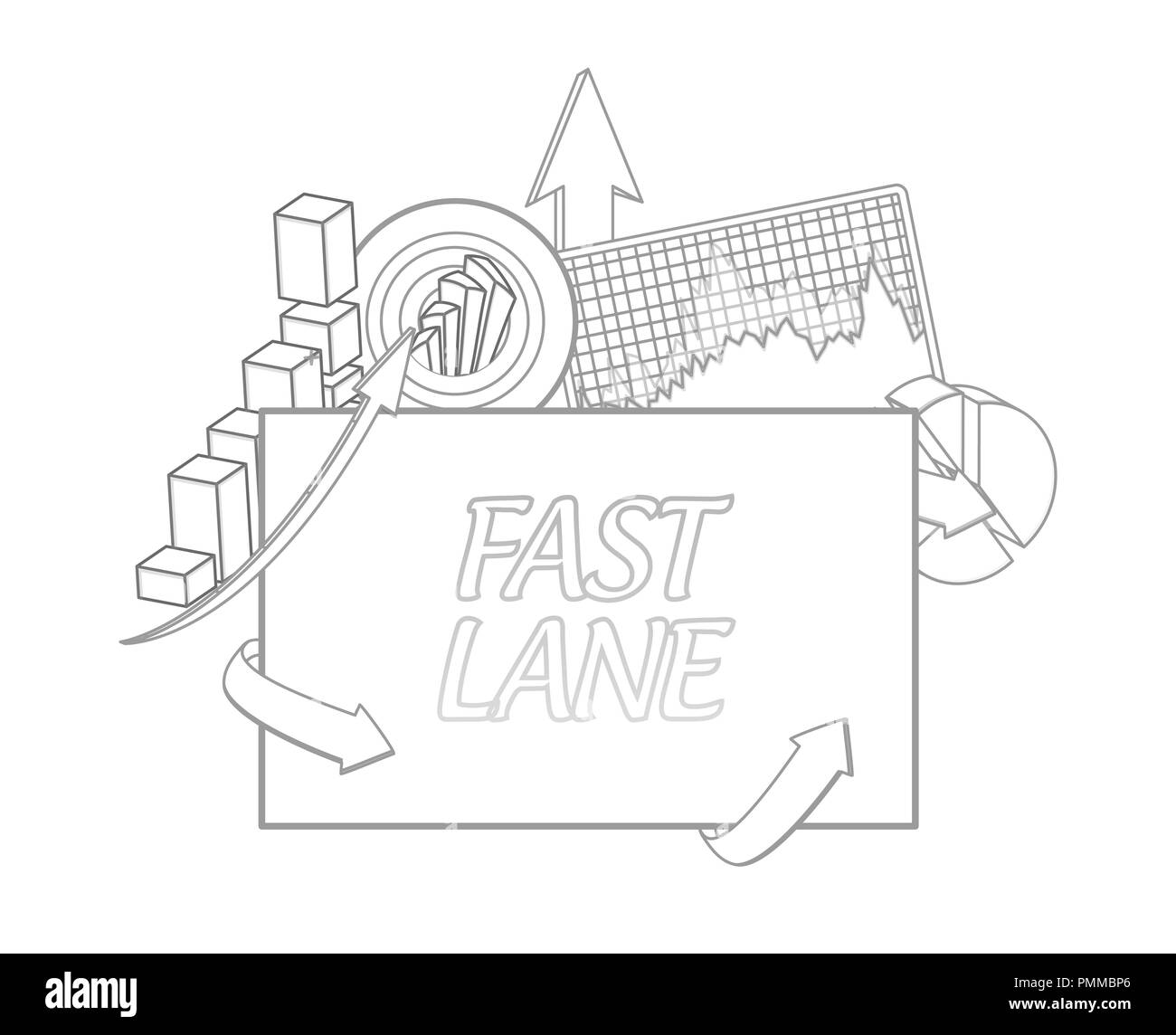 Fast lane Business graph success concept illustration isolated over a