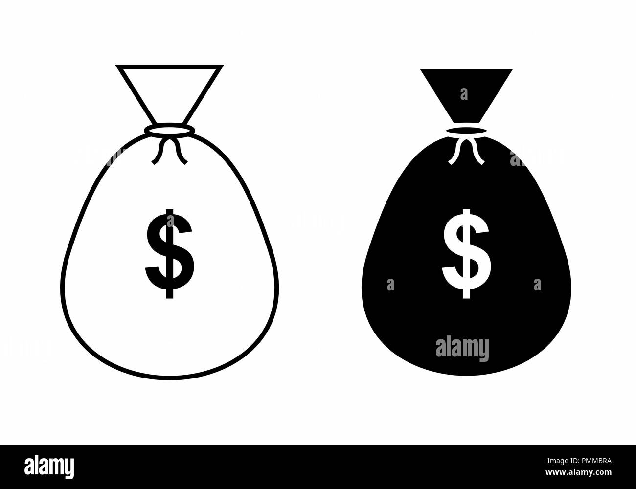 Flat illustrations of money bags on white background Stock Vector Image