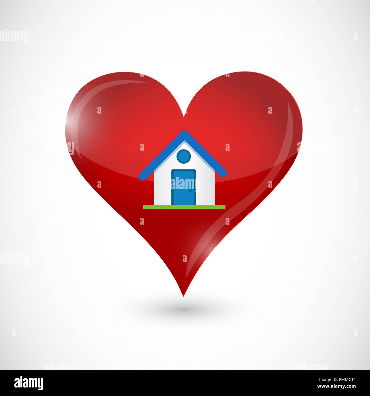 House and heart icon over a white background Stock Photo Alamy