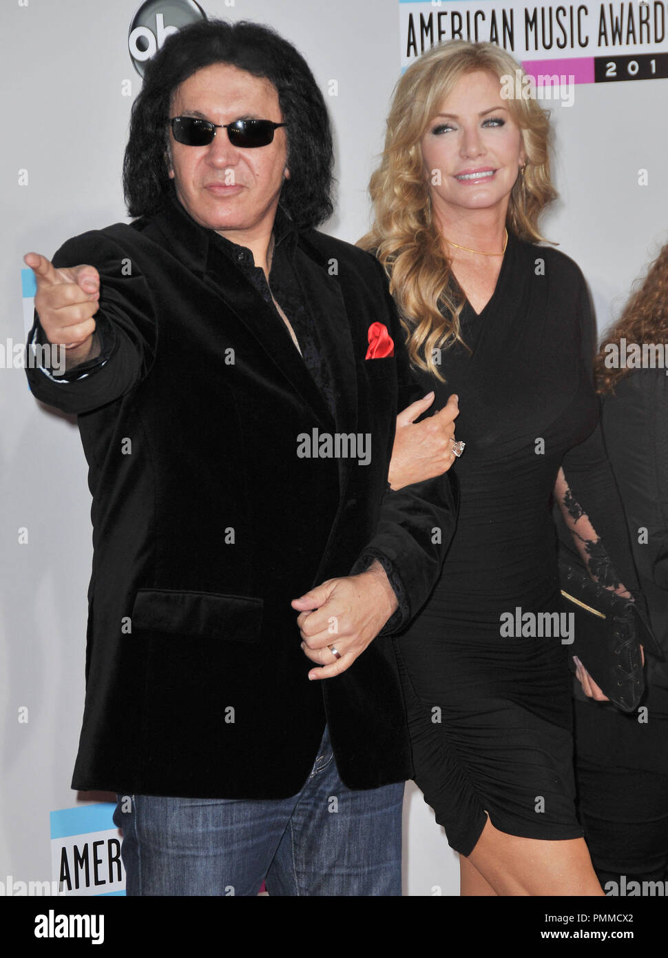 Gene Simmons and Shannon Tweed at the arrivals of The 2011 American Music Awards held at the Nokia Theatre L.A. Live in Los Angeles, CA. The event took place on Sunday, November 21, 2011. Photo by PRPP /  PictureLux Stock Photo