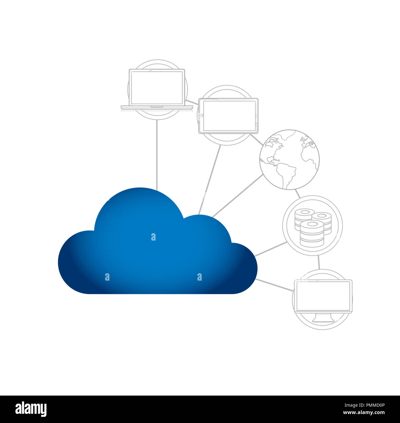 cloud technology network concept. line graphics over a white background ...
