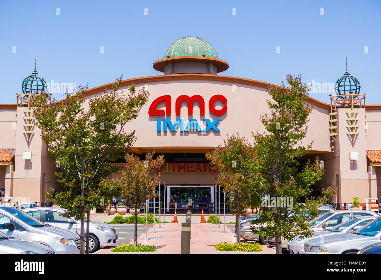 May 3, 2018 Santa Clara / CA / USA - AMC IMAX logo above the entrance and box office Stock Photo