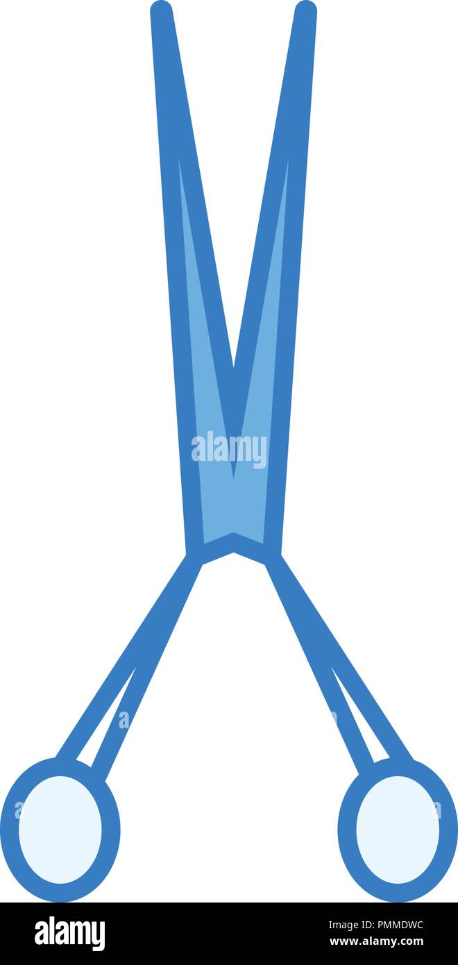 Scissors icon vector line art blue Stock Vector
