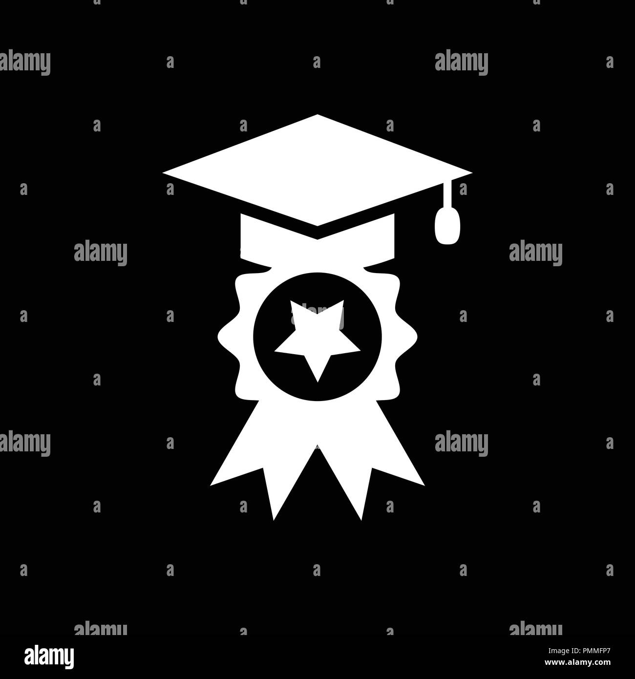Graduation achievement award ribbons icon education Graduation cap