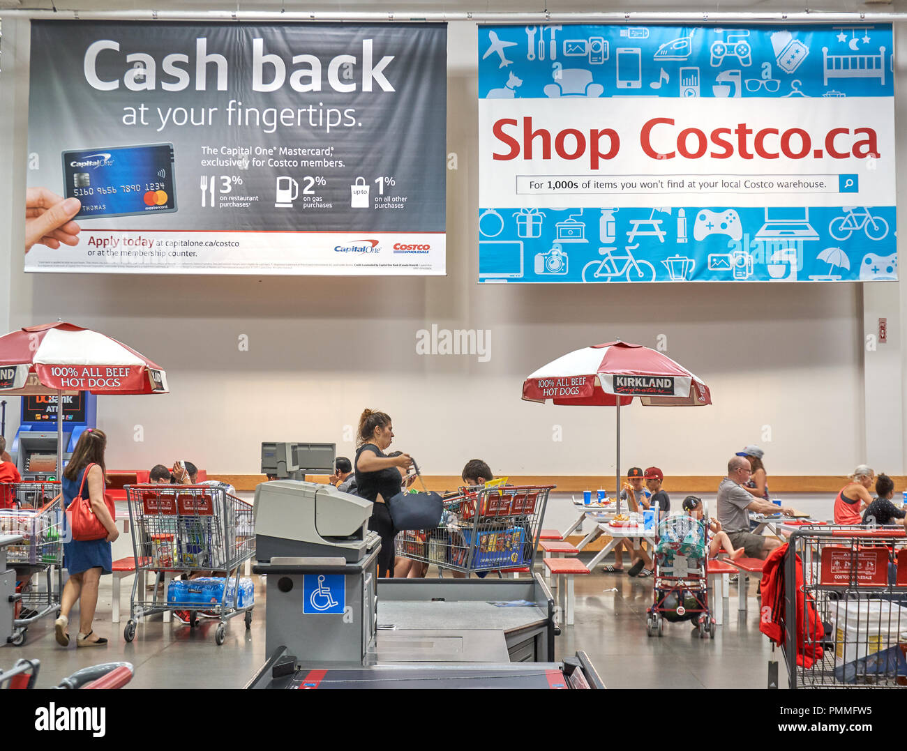 TORONTO, CANADA AUGUST 15, 2018 Advertisement banners on Costco