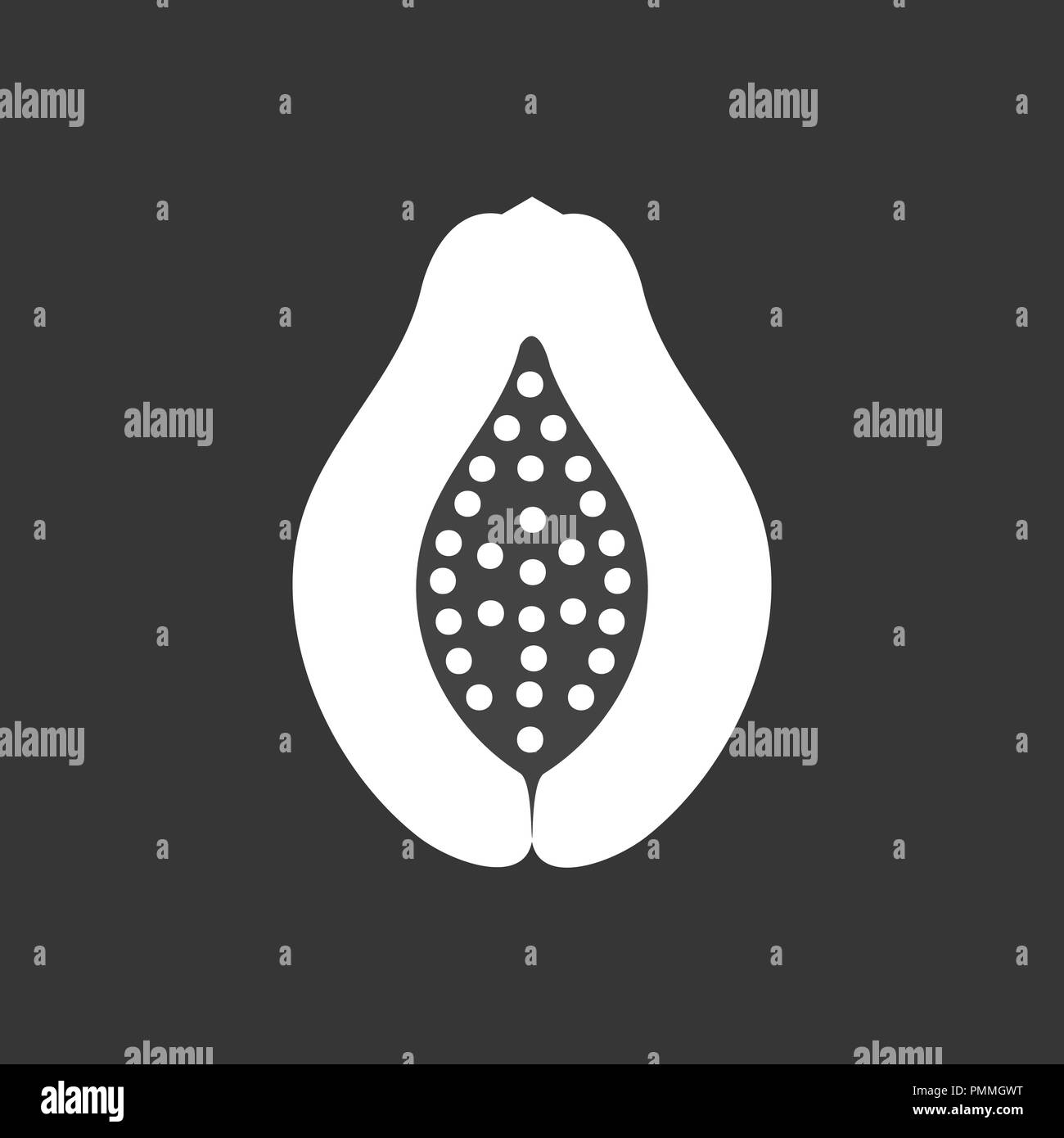 Papaya Icon White Stock Vector