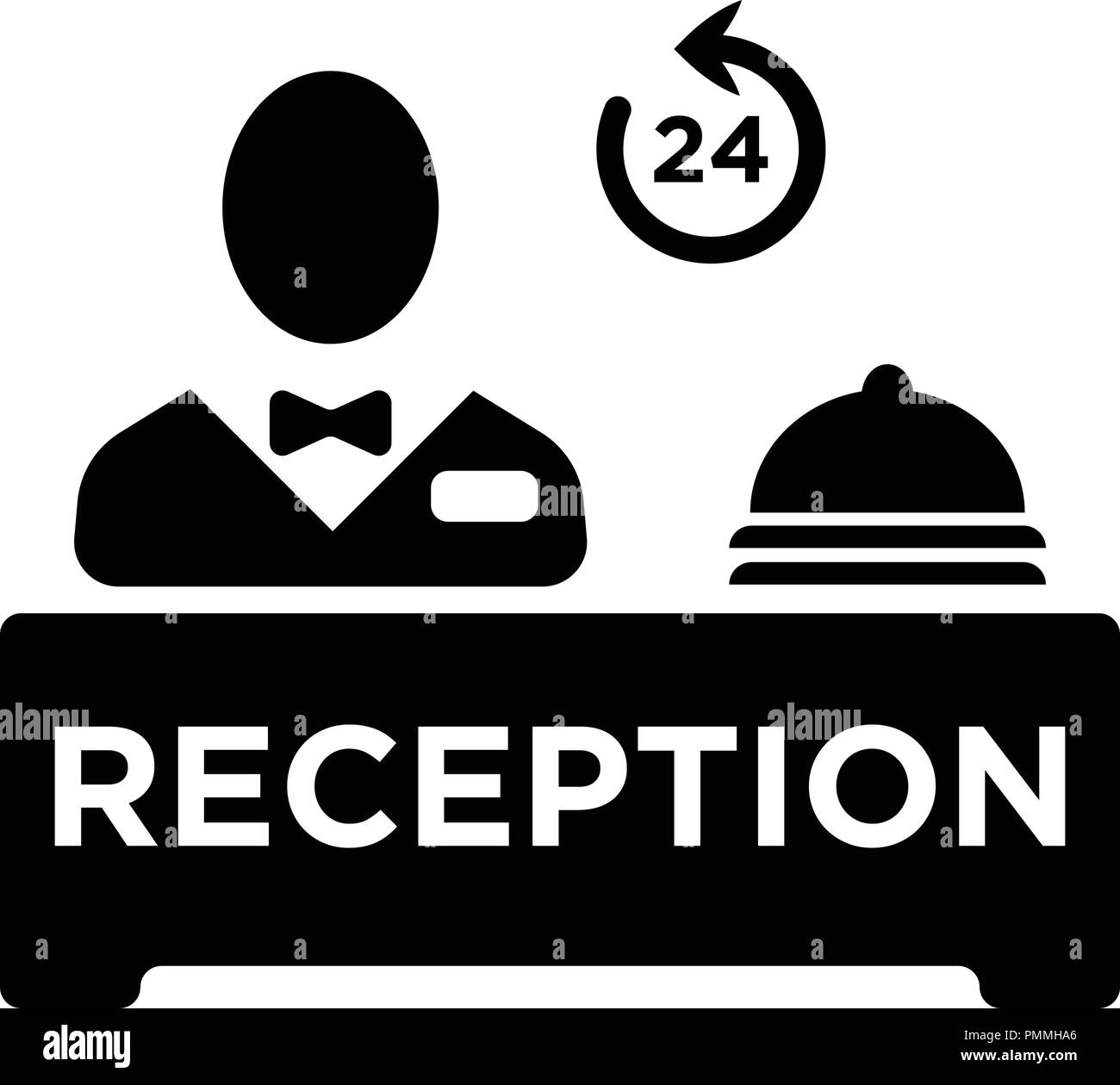 Hotel reception 24hour service vector black Stock Vector Image & Art