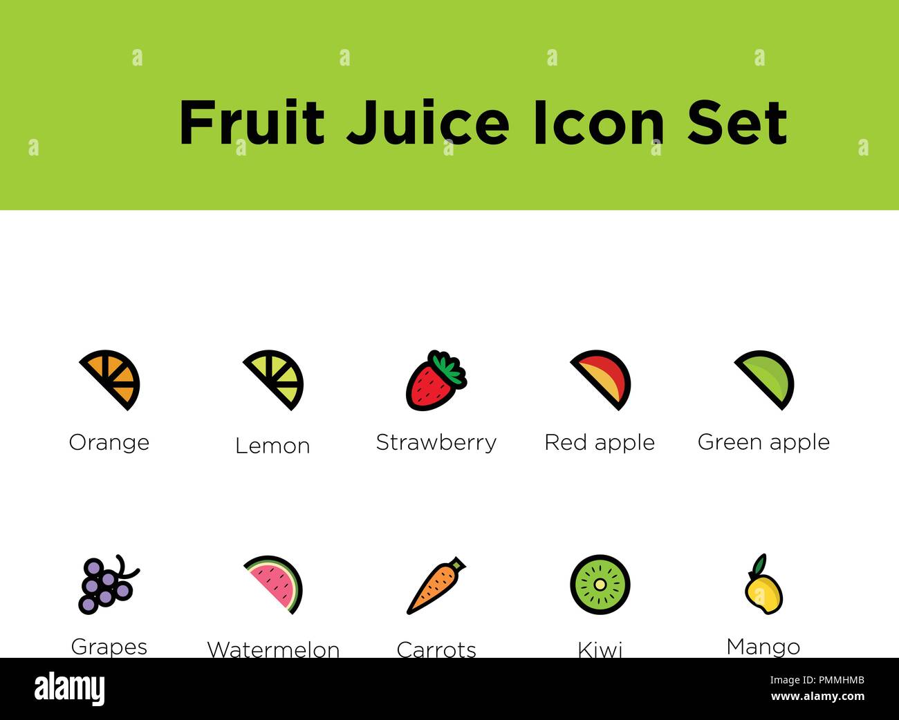 Set of fruit icons vector - illustration Stock Vector Image & Art - Alamy