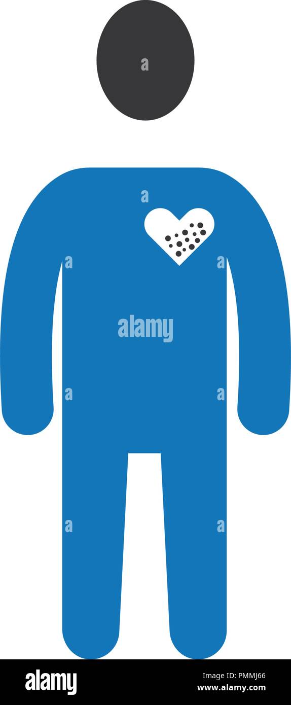 Men Heart Disease Icon Blue Stock Vector
