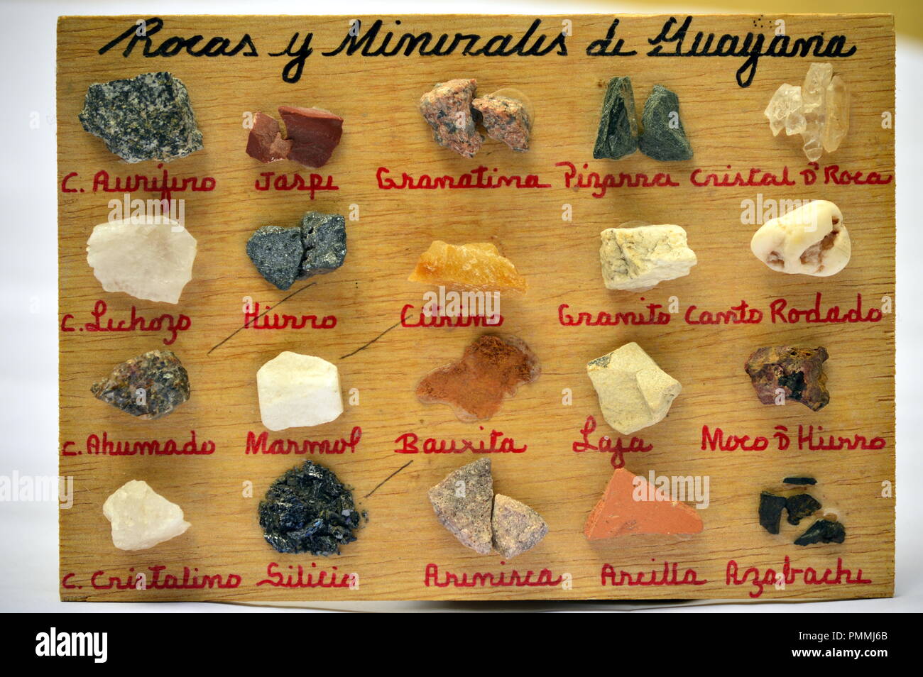 Sample of rocks and minerals from Guayana region, Venezuela. Stock Photo
