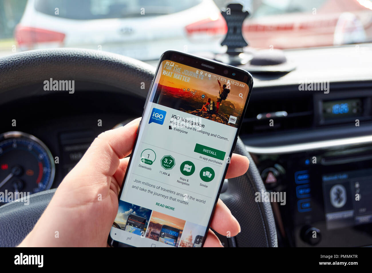 MONTREAL, CANADA - AUGUST 8, 2018: IGO Navigation application on a cell  phone screen in a car. IGO is one of the popular gps navigation services  Stock Photo - Alamy