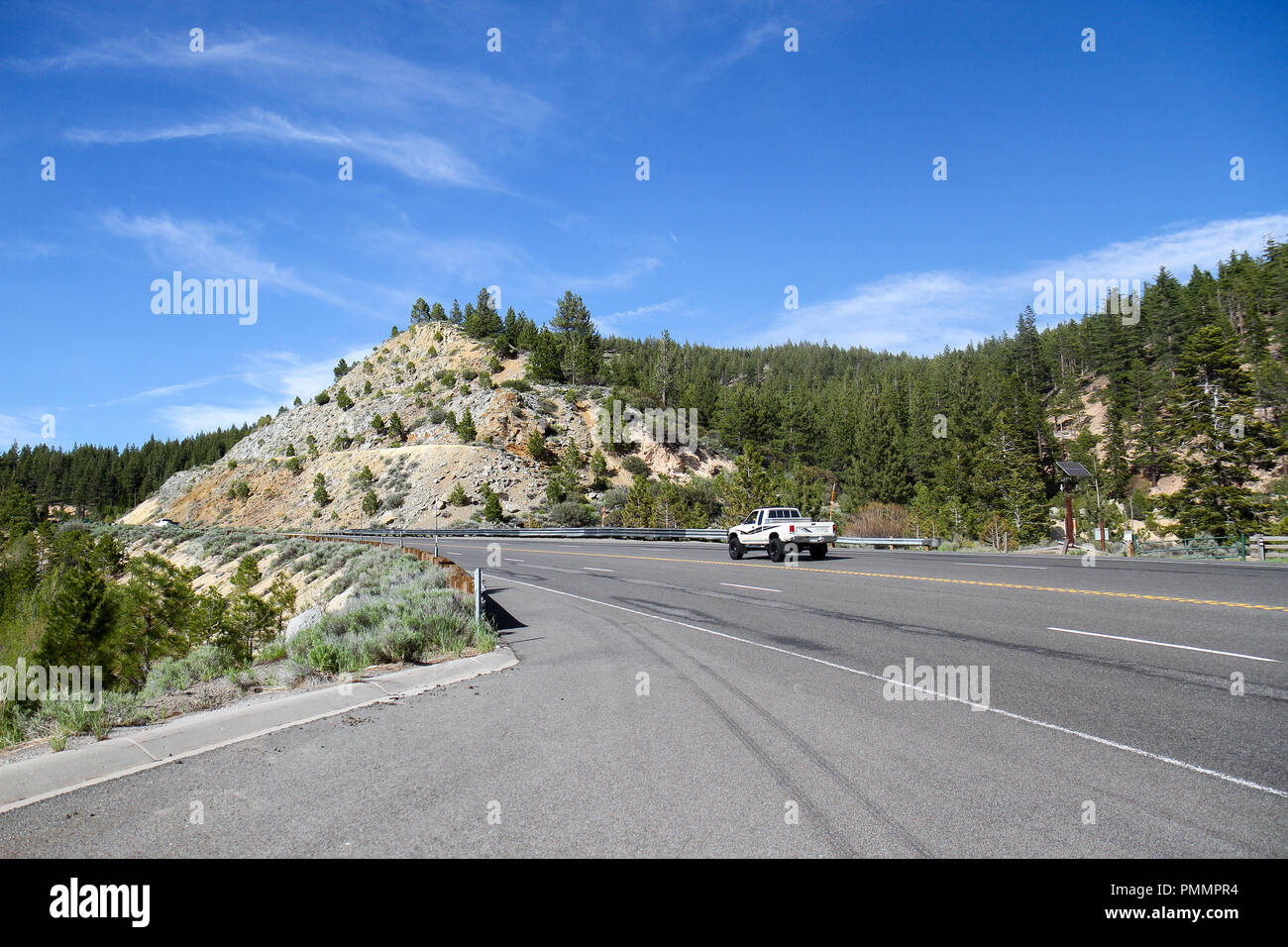 On the road near Lake Tahoe, Nevada, United States Stock Photo