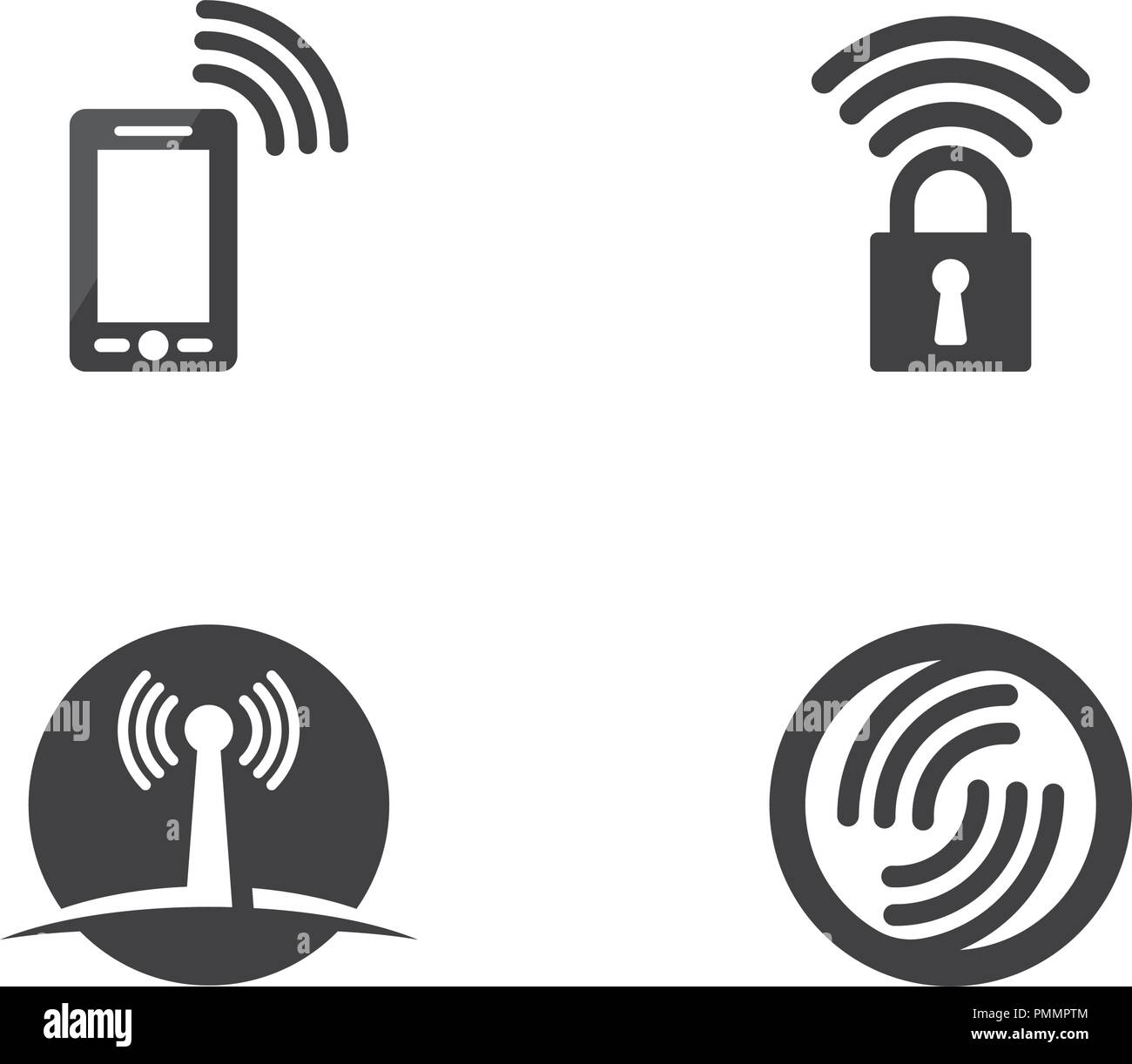 wireless Logo Template vector icon illustration design Stock Vector