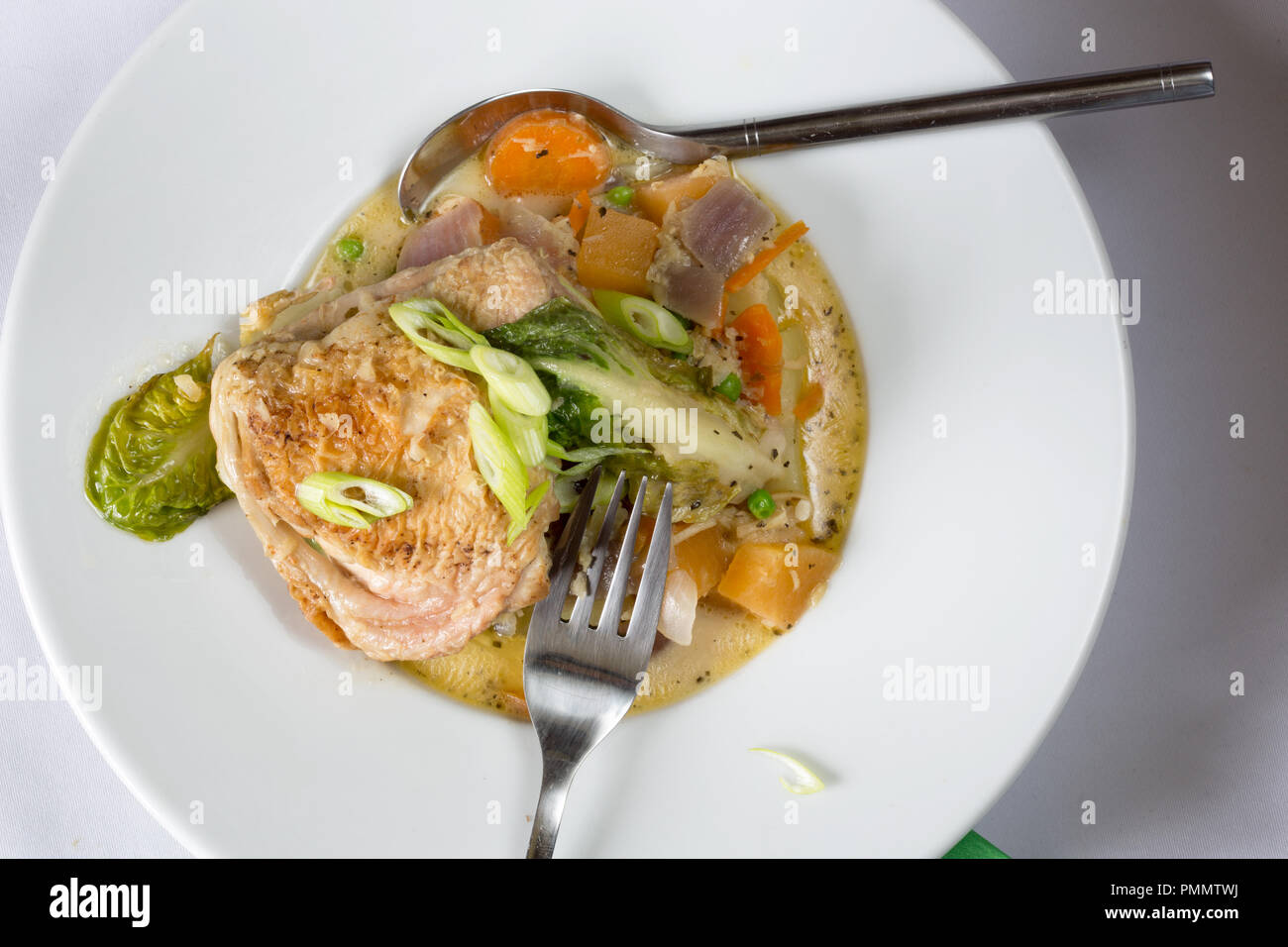 Braised Chicken and vegetable casserole. Stock Photo