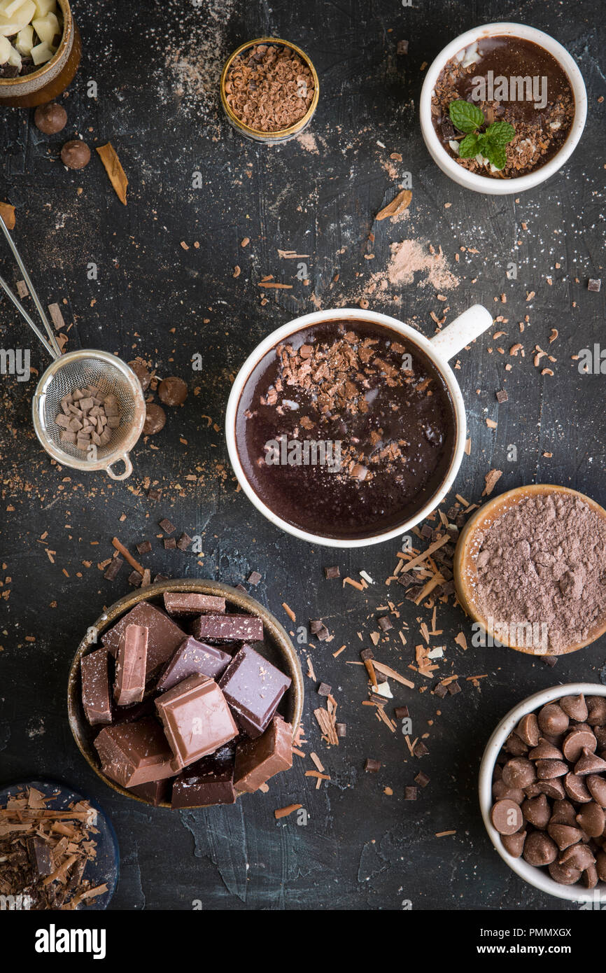 Hot chocolate cinnamon overhead hi-res stock photography and images - Alamy