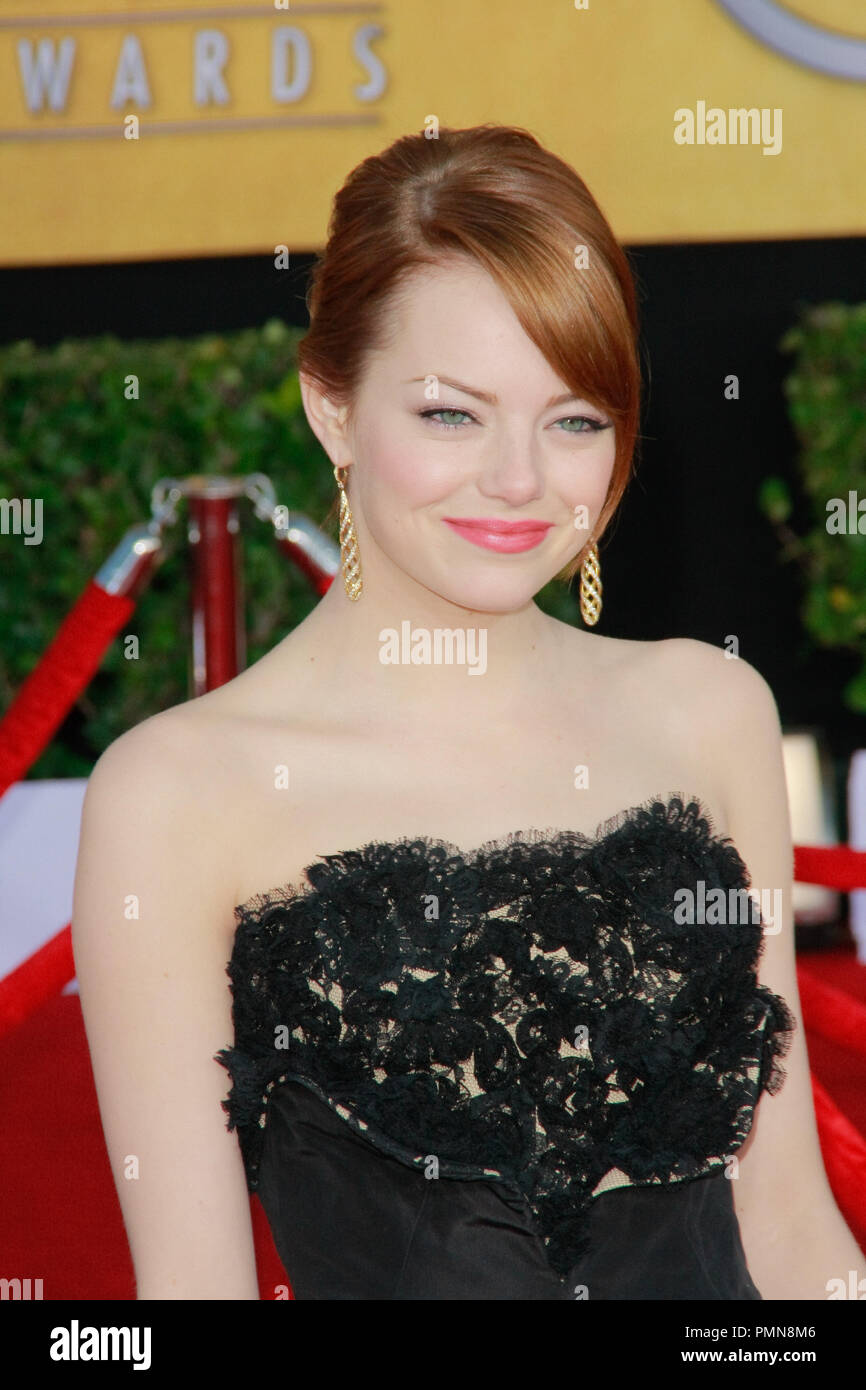 Emma Stone at the 18th Annual Screen Actors Guild Awards. Arrivals held at the Shrine Auditorium in Los Angeles, CA, January 29, 2012. Photo by Joe Martinez / PictureLux Stock Photo