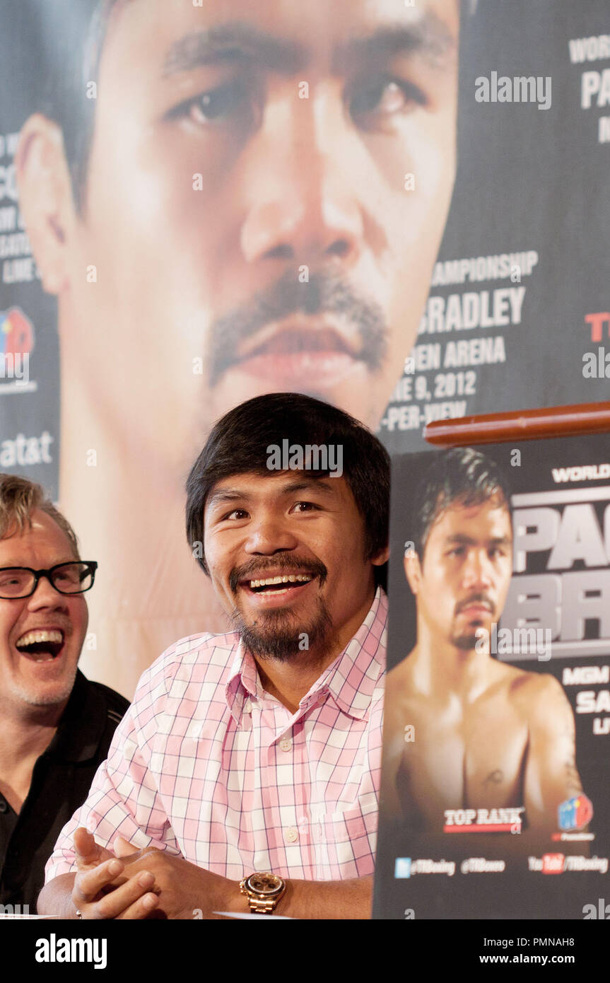 Manny Pacquiao at the 'Manny Pacquiao and Timothy Bradley, Jr. New York News Conference' held at The Lighthouse at Chelsea Piers at Pier 60 in New York City, NY on Tuesday, February 23, 2012. Photo by Paulo Salud PRPP/ PictureLux Stock Photo