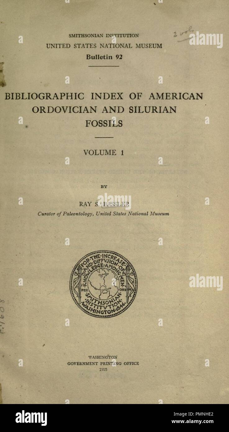 Bibliographic index of American Ordovician and Silurian fossils Stock ...