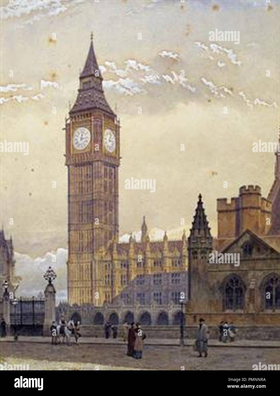 Big Ben and New Palace Yard by John Crowther 1894. Stock Photo