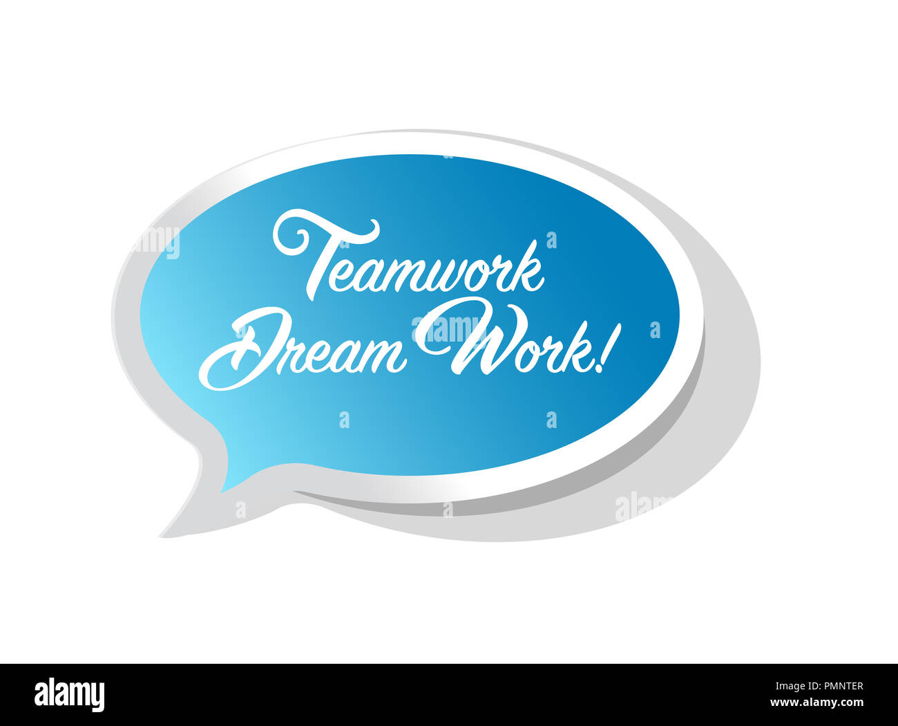Teamwork makes the dream work bright ribbon message  isolated over a white background Stock Photo