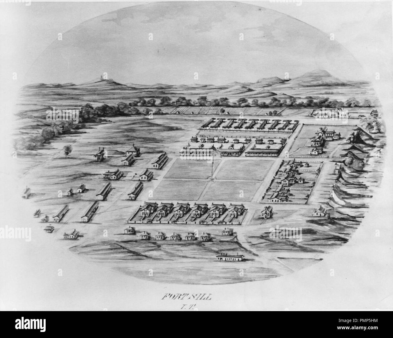 Bird's eye view of old Fort Sill Stock Photo Alamy