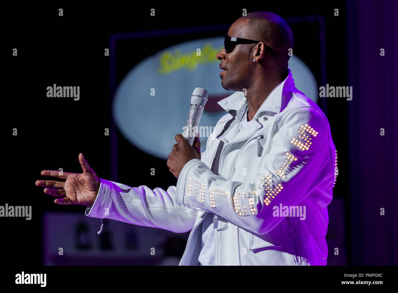 R Kelly performs during his 'Single Ladies' tour at Nokia Theatre L.A. LIVE on November 2, 2012 in Los Angeles. CA. Photo by Eden Ari / PRPP / PictureLux  File Reference # 31687 012PRPPEA  For Editorial Use Only -  All Rights Reserved Stock Photo