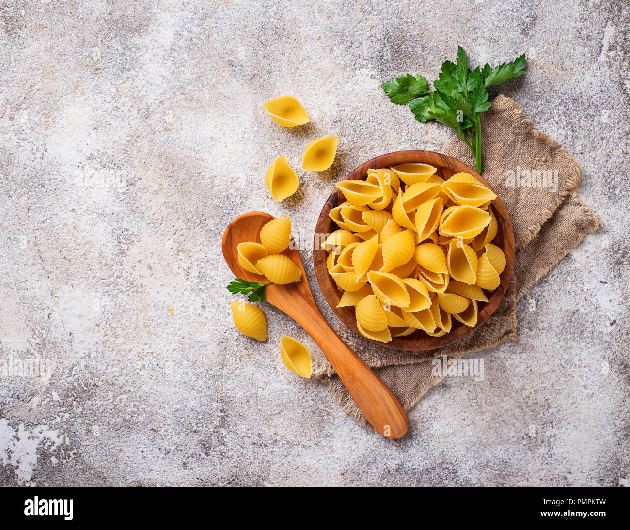 Raw uncooked italian conchiglioni  pasta Stock Photo