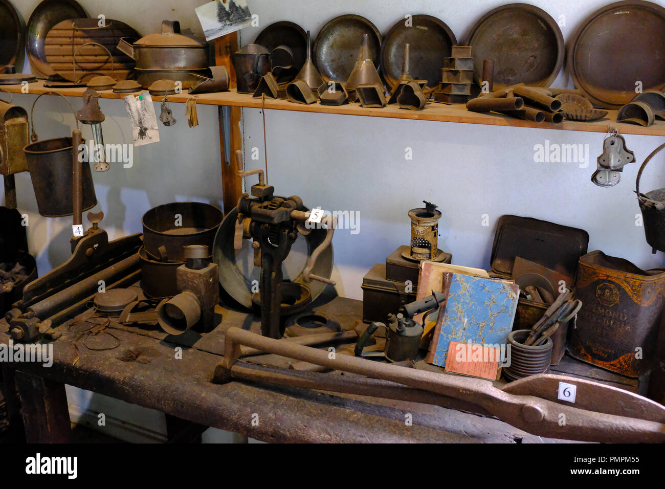 Tin smiths work shop at Ryedale Folk Museum, Hutton le Hole Stock Photo