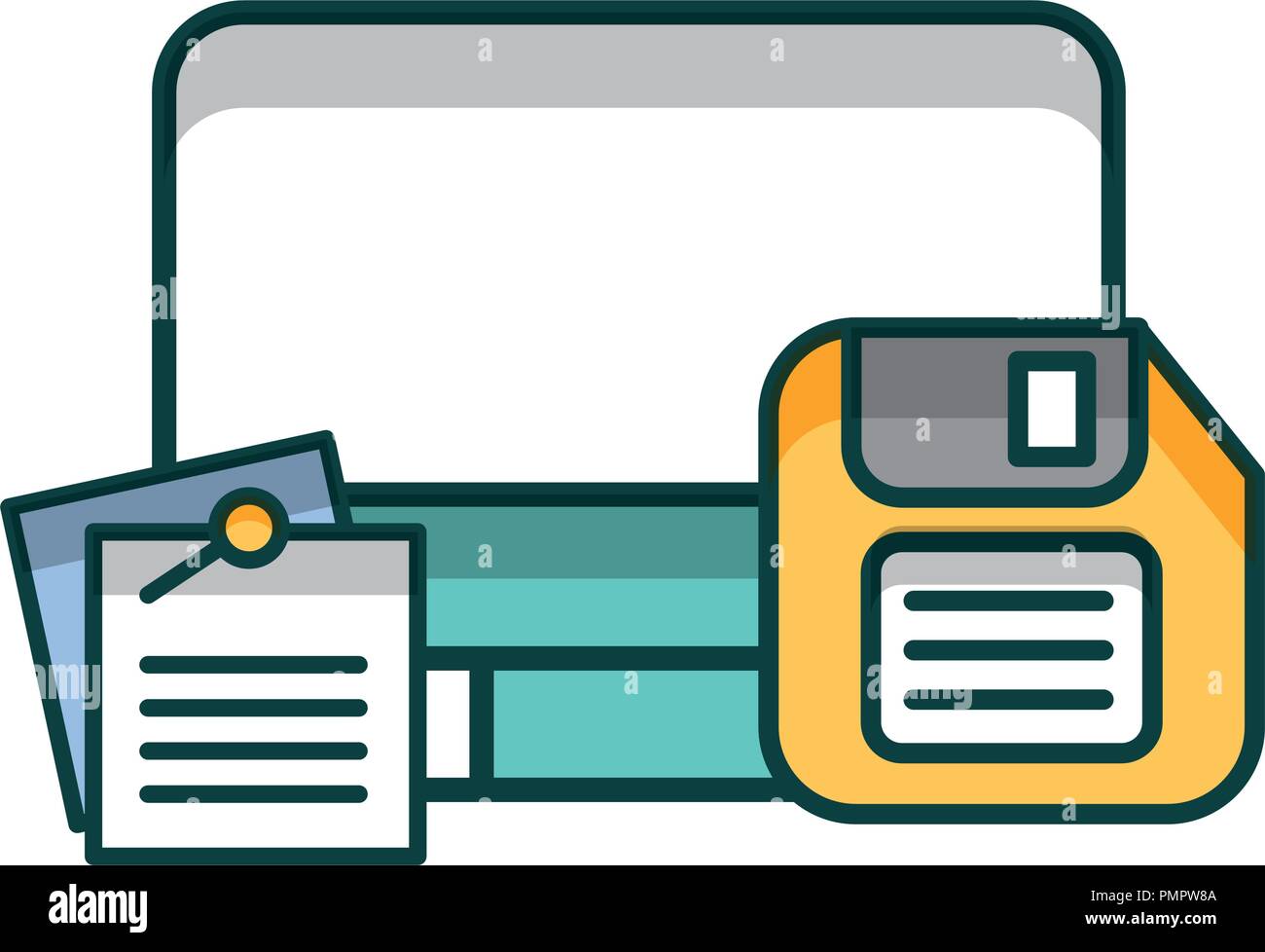 computer desktop with documents and floppy Stock Vector Image & Art - Alamy