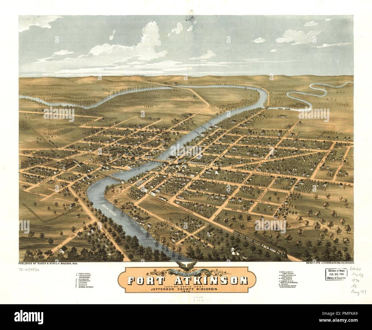 Bird's eye view of Fort Atkinson, Jefferson County, Wisconsin 1870