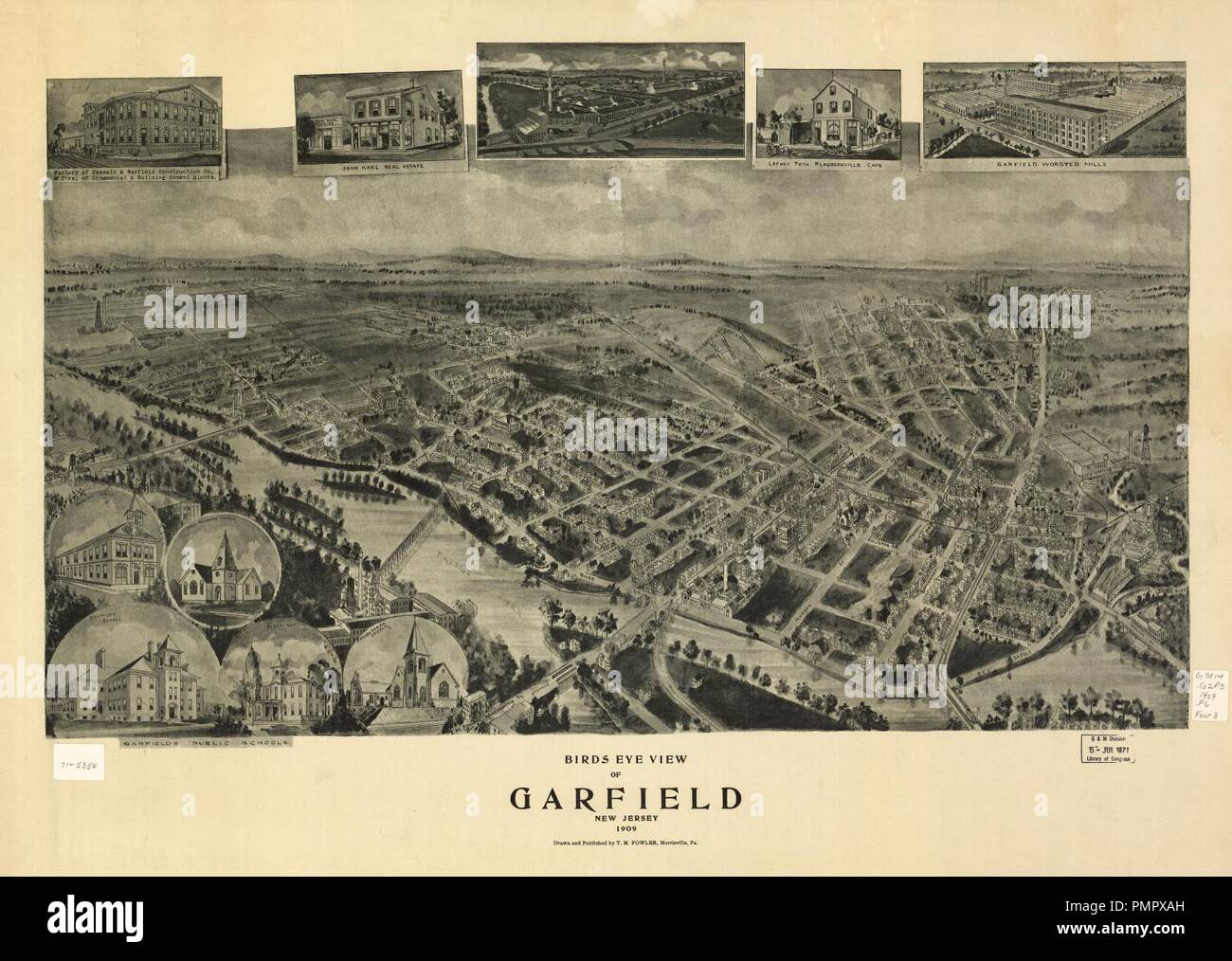 Birds eye view of Garfield, New Jersey 1909 Stock Photo Alamy