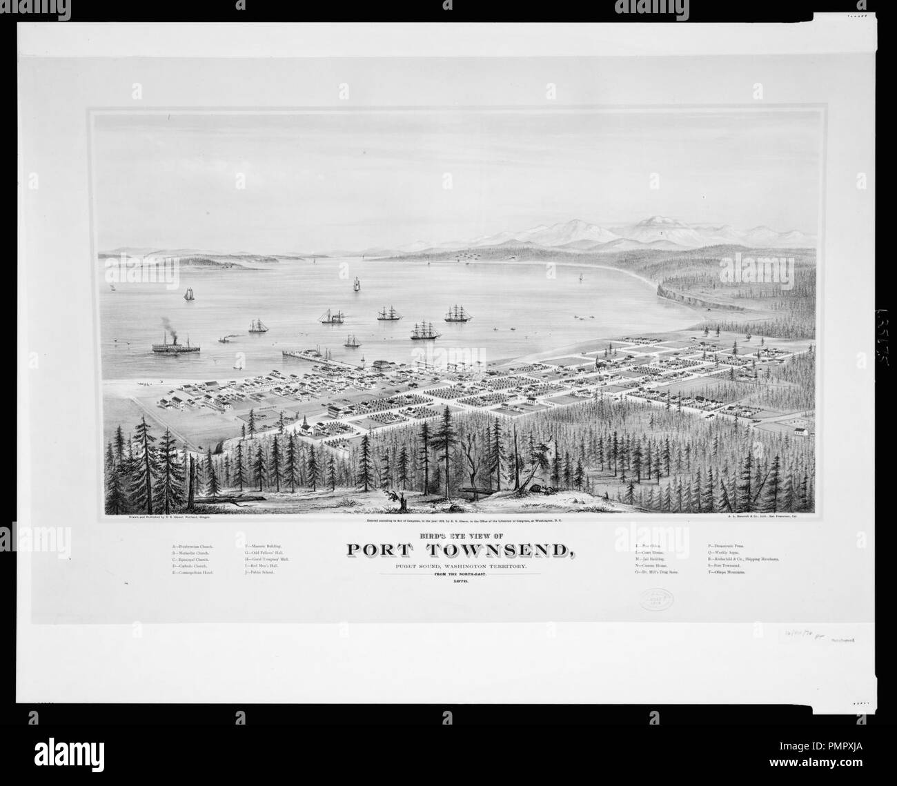 Bird's eye view of Port Townsend, Puget Sound, Washington Territory