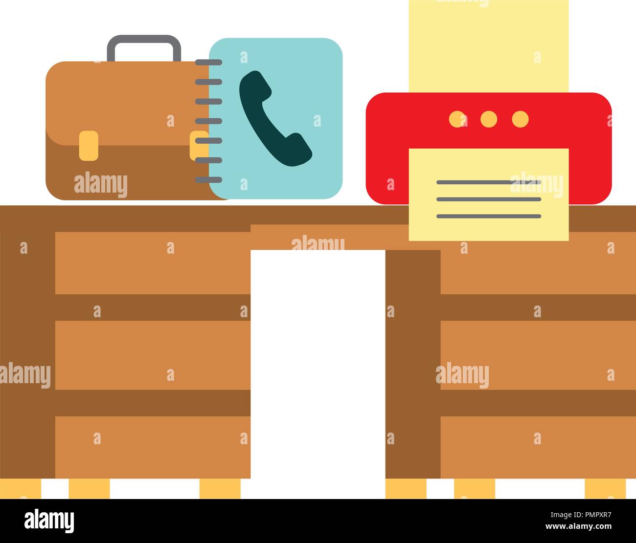 office with desk and printer workplace Stock Vector Image & Art - Alamy