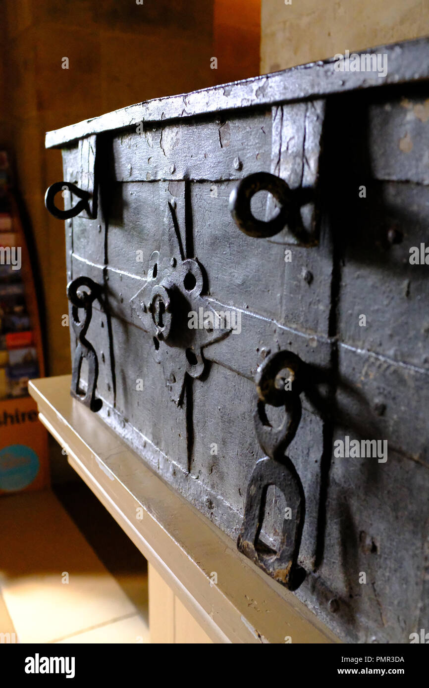 Old wooden chest at Castle Howard, North Yorkshire, England UK Stock